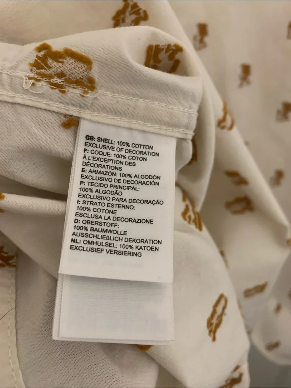 The North Face Beige Short-Sleeve Button-Down Shirt with Brown Hiker Print